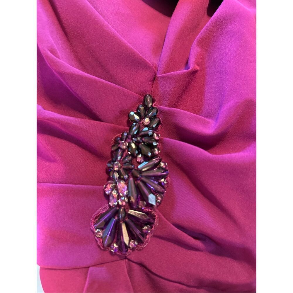Adrianna Papell Size 6 Off Shoulder Trumpet Formal Gown Fuchsia Purple Pink NWT - Picture 11 of 16